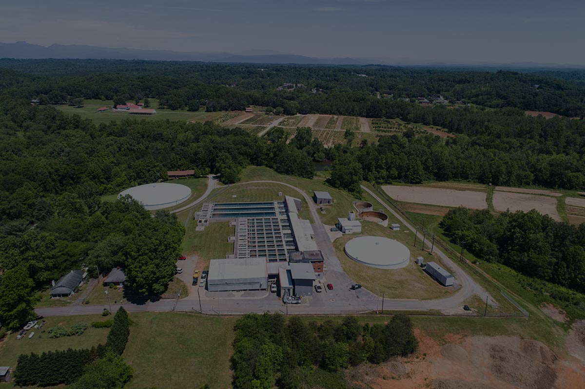 Aerial view of a water treatment plant