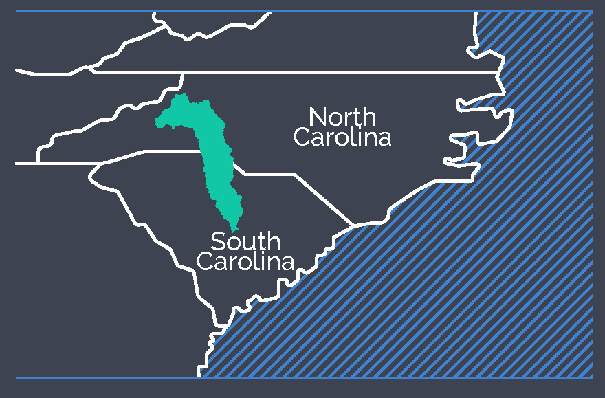 Small inset showing the project locations stretching across North and South Carolina.